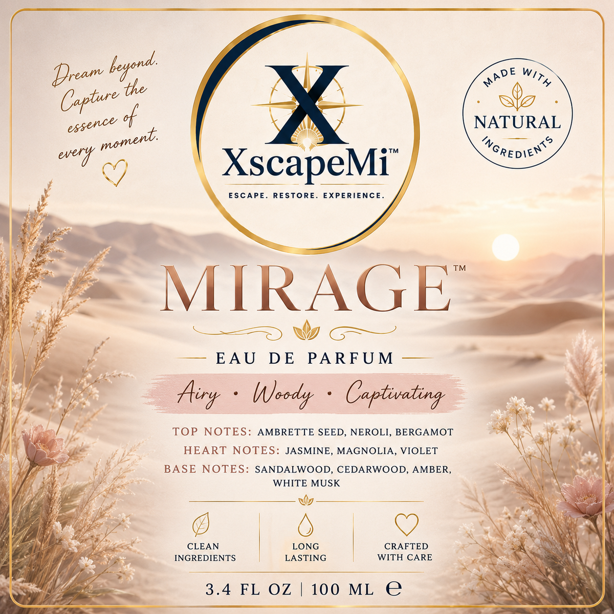 Mirage Eau de Parfum 3.4 fl oz by XscapeMi Naturals