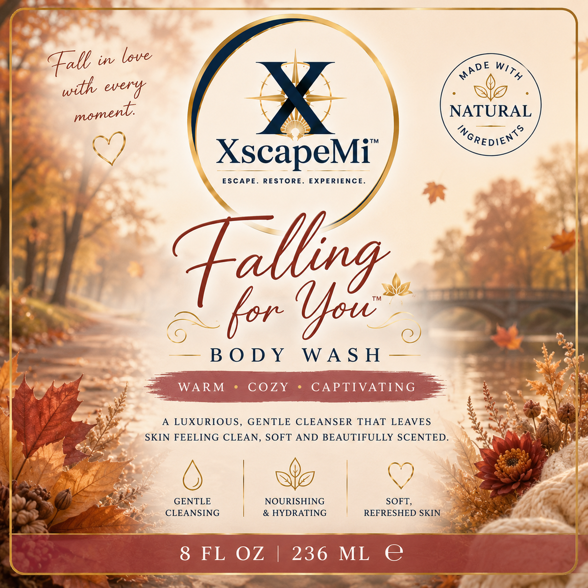 Falling for You Body Wash 8 fl oz by XscapeMi Naturals